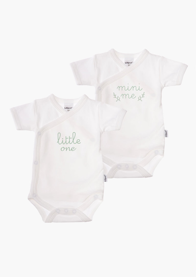 2er-Pack Kurzarm-Wickelbodys mit "mini me" und "little one"