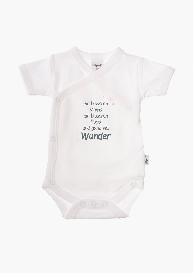 2er-Pack Kurzarm-Wickelbodys mit "Wunder" in rosa