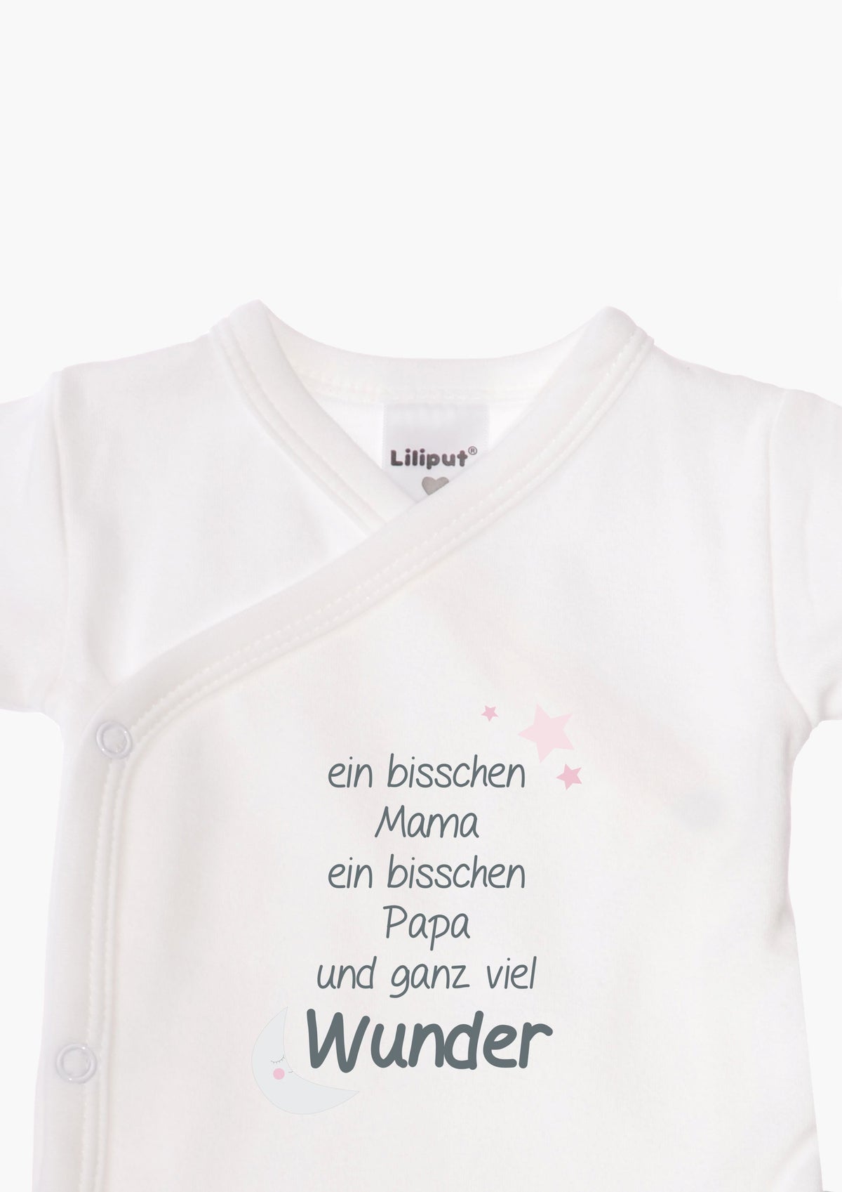 2er-Pack Kurzarm-Wickelbodys mit "Wunder" in rosa