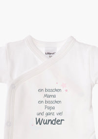 2er-Pack Kurzarm-Wickelbodys mit "Wunder" in rosa