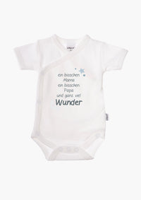 2er-Pack Kurzarm-Wickelbodys mit "Wunder" in blau