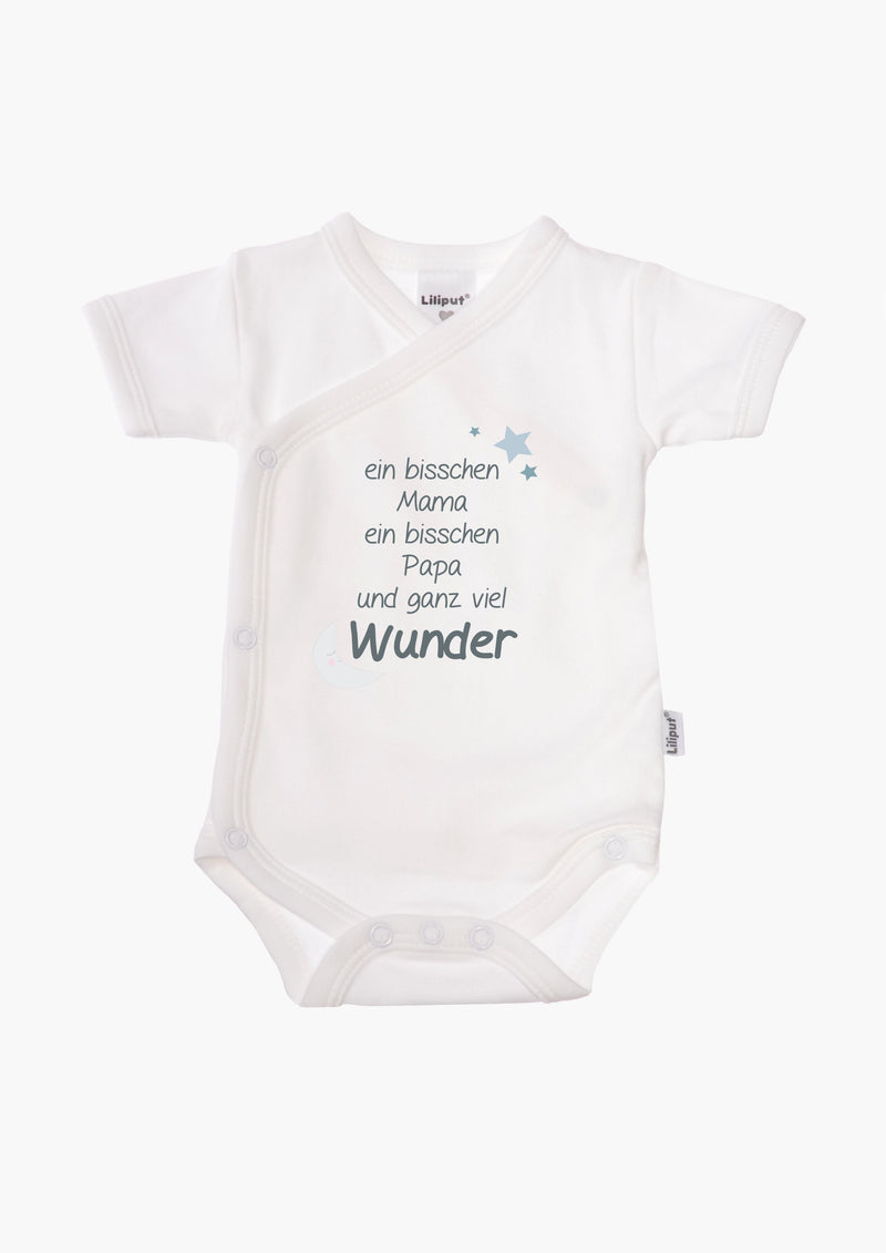 2er-Pack Kurzarm-Wickelbodys mit "Wunder" in blau