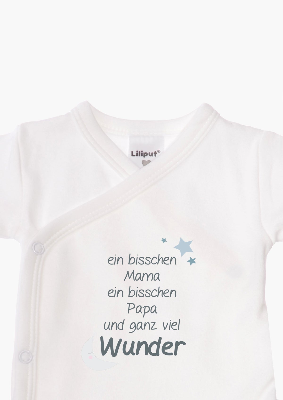 2er-Pack Kurzarm-Wickelbodys mit "Wunder" in blau