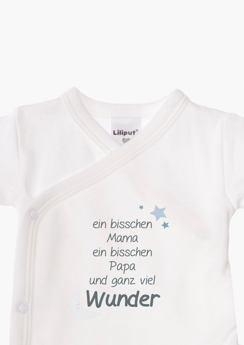 2er-Pack Kurzarm-Wickelbodys mit "Wunder" in blau