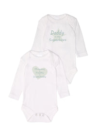 2er-Pack Langarm-Amineckbodys mit Superhero Daddy