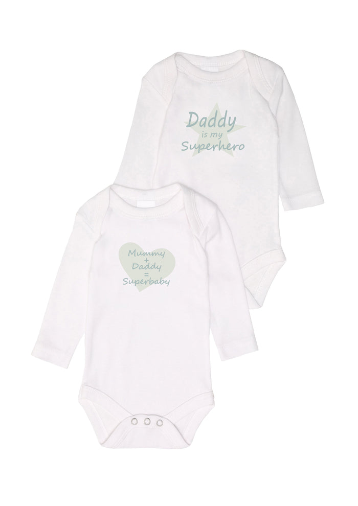 2er-Pack Langarm-Amineckbodys mit Superhero Daddy