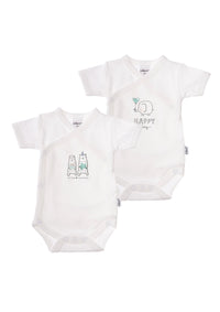 2er-Pack Kurzarm-Wickelbodys mit happy day