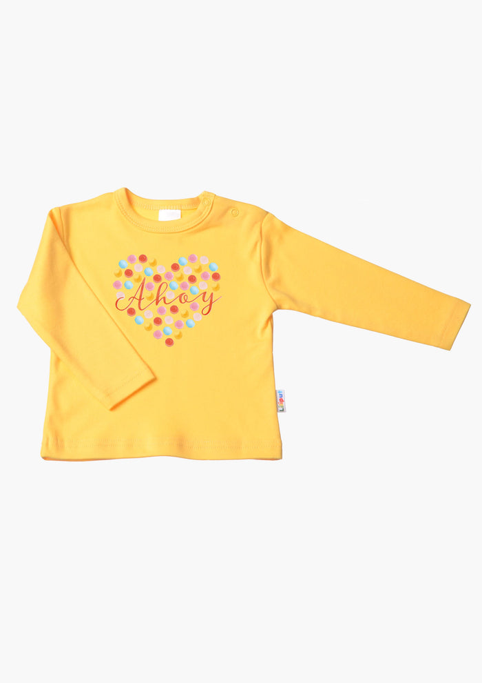 Langarmshirt in gelb mit Ahoy