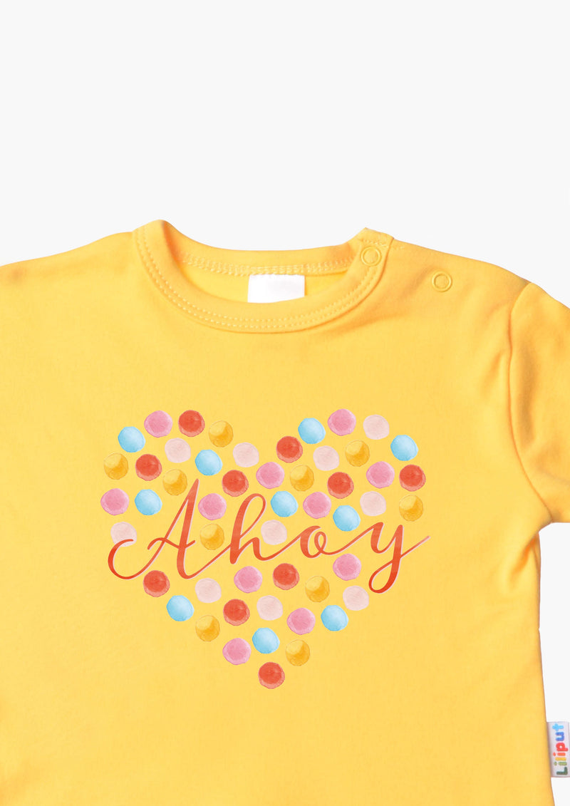 Langarmshirt in gelb mit Ahoy