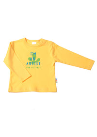 Langarmshirt in gelb mit I´m an Artist