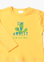 Langarmshirt in gelb mit I´m an Artist