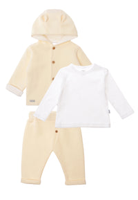 3-teiliges Rib-Strick-Set in Ecru