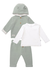 3-teiliges Rib-Strick-Set in Schilf