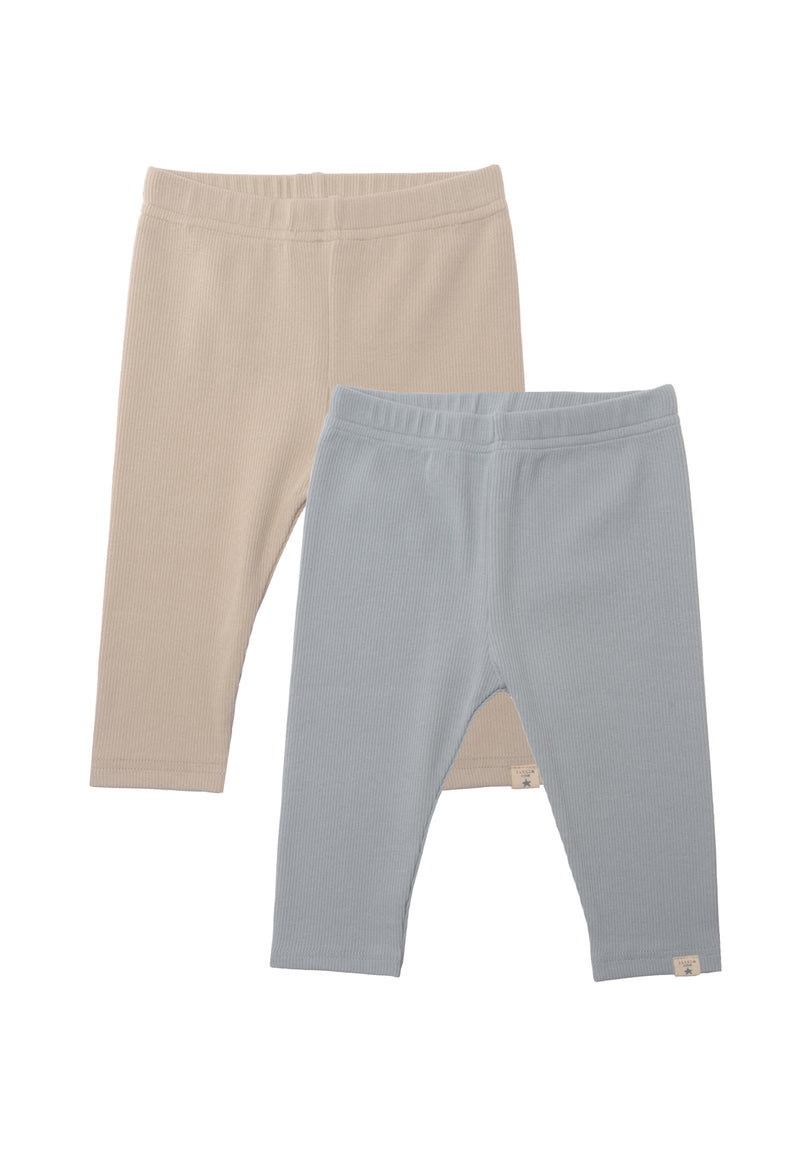 2er-Pack Babyleggings in beige und blau