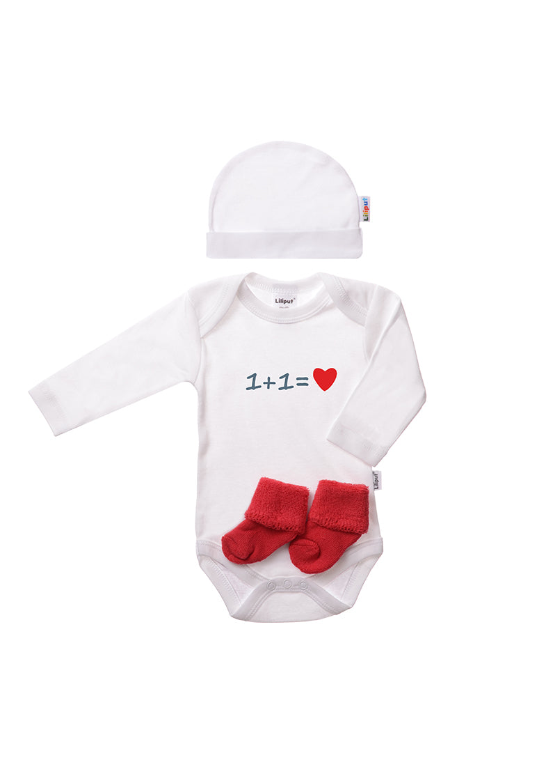 3-teiliges Set, Langarmbody mit Herz