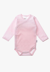 3er-Pack Langarm-Wickelbodys in Rosa und Grau-gestreift
