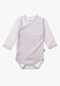 3er-Pack Langarm-Wickelbodys in Rosa und Grau-gestreift