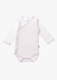 3er-Pack Langarm-Wickelbodys in Rosa und Grau-gestreift