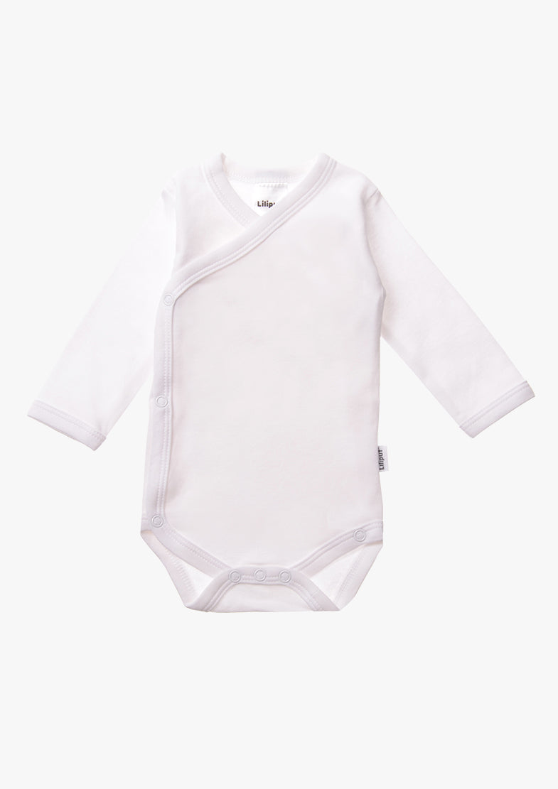 3er-Pack Langarm-Wickelbodys in Rosa und Grau-gestreift