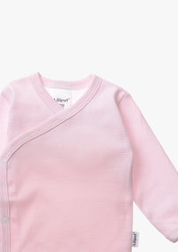 3er-Pack Langarm-Wickelbodys in Rosa und Grau-gestreift
