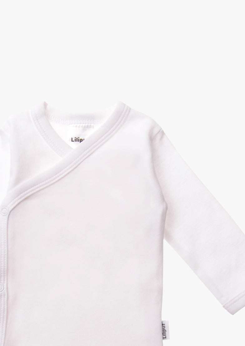 3er-Pack Langarm-Wickelbodys in Rosa und Grau-gestreift