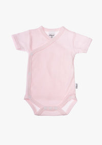 3er-Pack Kurzarm-Wickelbodys in Rosa und Grau-gestreift