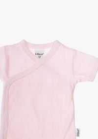 3er-Pack Kurzarm-Wickelbodys in Rosa und Grau-gestreift