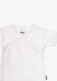 3er-Pack Kurzarm-Wickelbodys in Rosa und Grau-gestreift