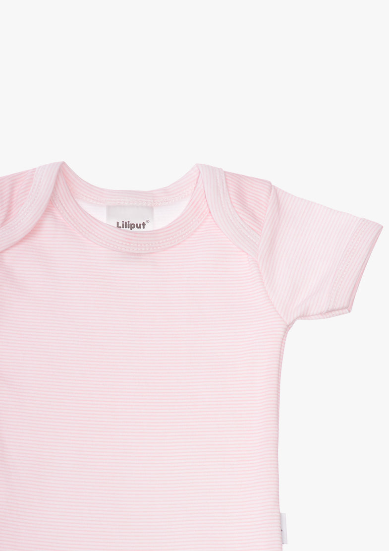 3er-Pack Kurzarmbodys in Rosa und Grau-gestreift