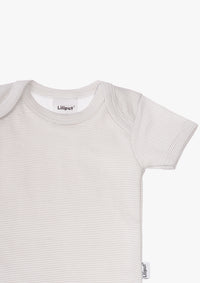3er-Pack Kurzarmbodys in Rosa und Grau-gestreift