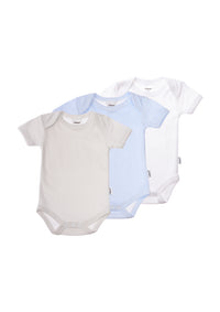3er-Pack Kurzarmbodys in Blau und Grau-gestreift