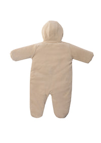 Overall aus Velour in beige, wattiert mit Teddyohren