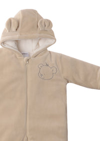 Overall aus Velour in beige, wattiert mit Teddyohren