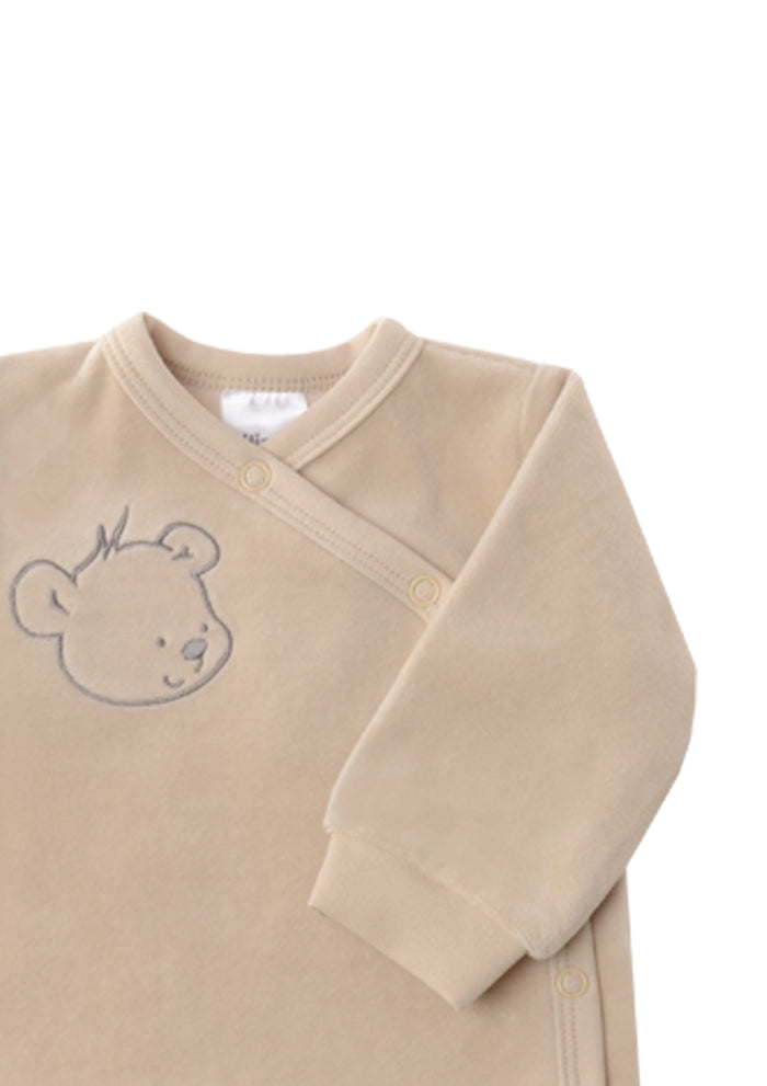 Overall aus Velour in beige mit Teddy