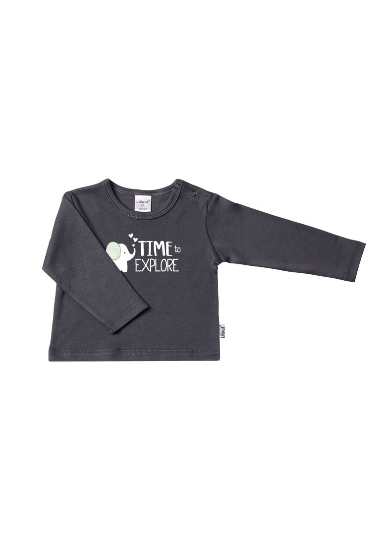 Langarmshirt aus Bio-Baumwolle anthrazit 