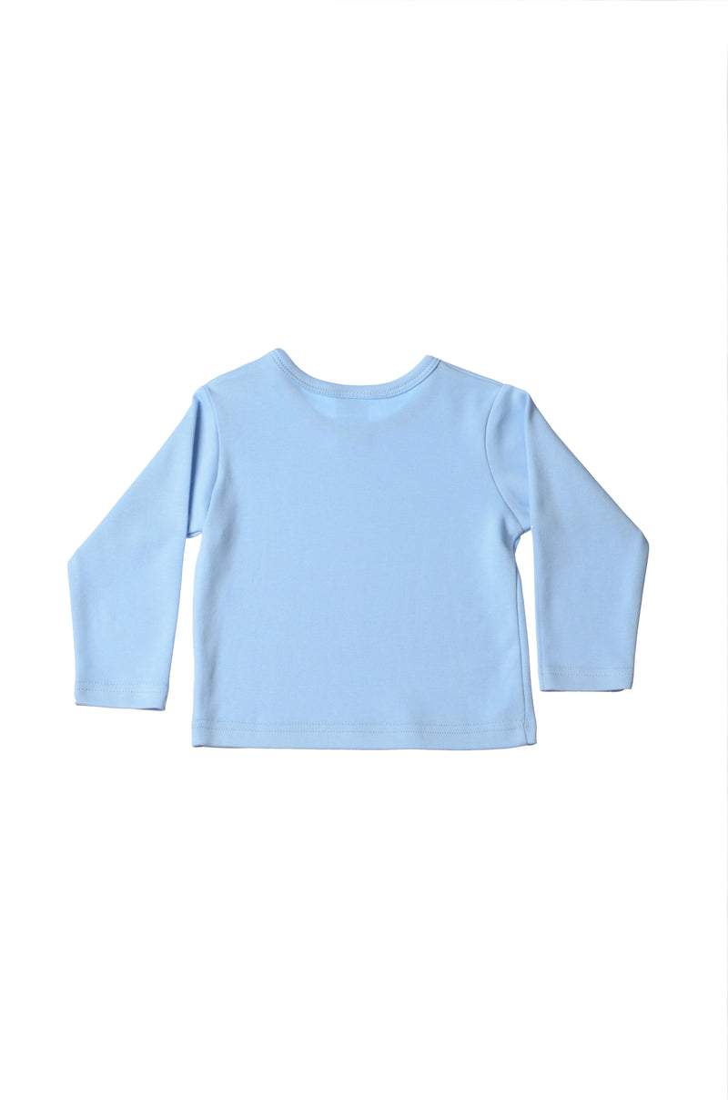 Langarmshirt aus Bio-Baumwolle in hellblau mit Mini Adventure