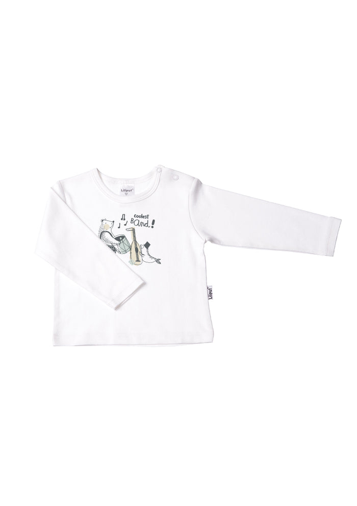 Langarmshirt aus Bio-Baumwolle weiß - Coolest Band