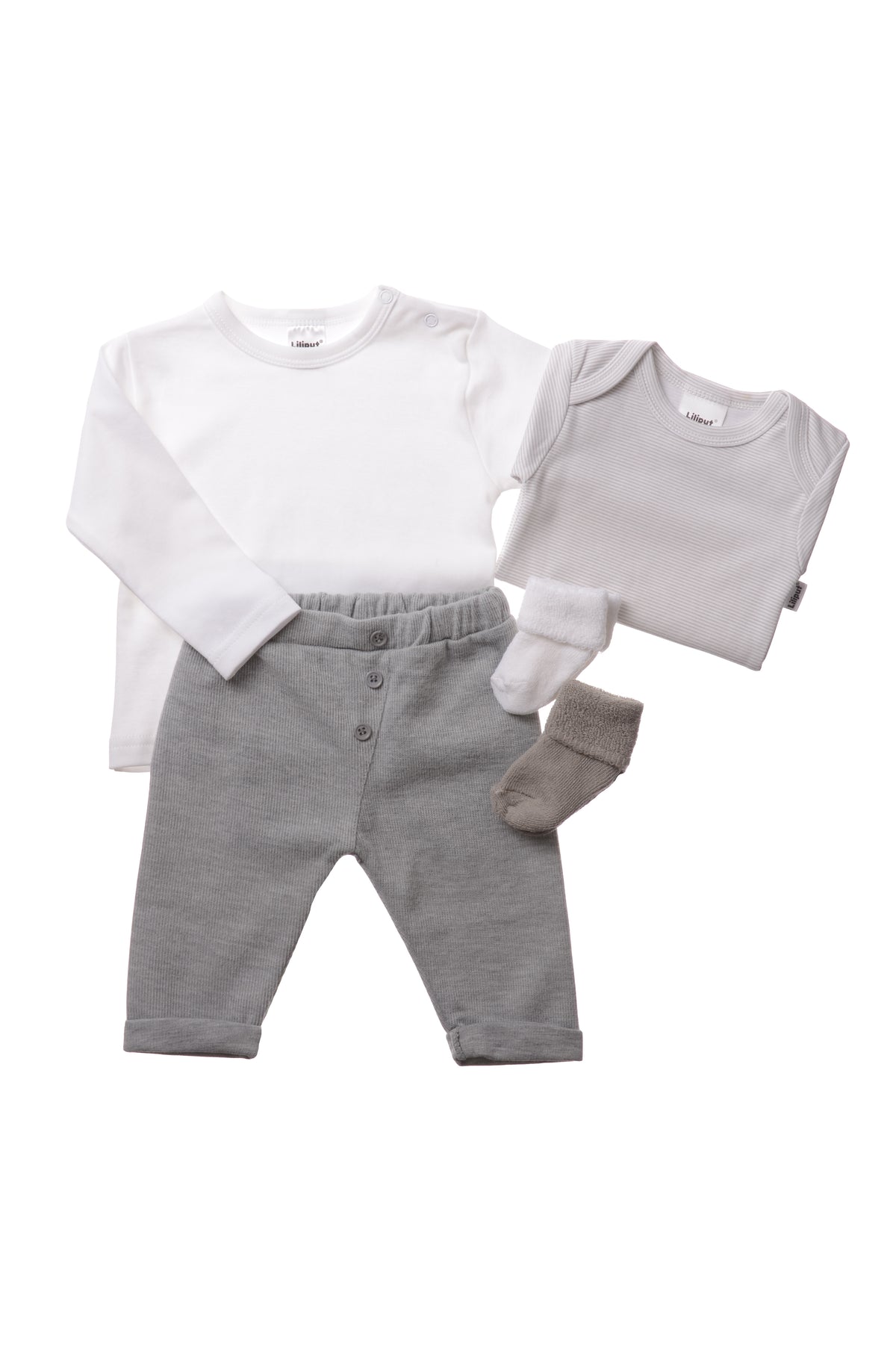 Rib-Strick-Set in grau, 5-teilig