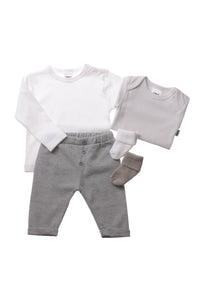 Rib-Strick-Set in grau, 5-teilig