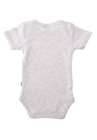 Rückseite Amineckbody in grau melange mit kurzem Arm.