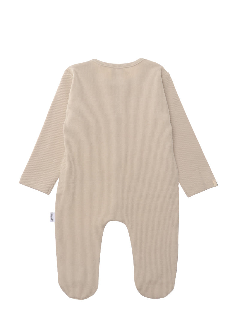 Rückseite Babyoverall in beige