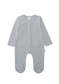 Babyoverall in Rippenoptik mit aufgesetzten Taschen in hellblau