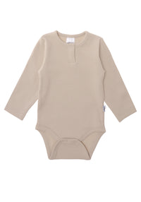 Baby Rippbody mit Druckknopf in beige