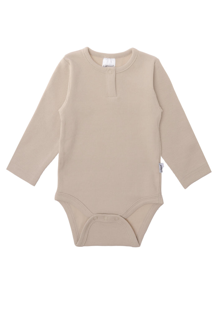 Baby Rippbody mit Druckknopf in beige