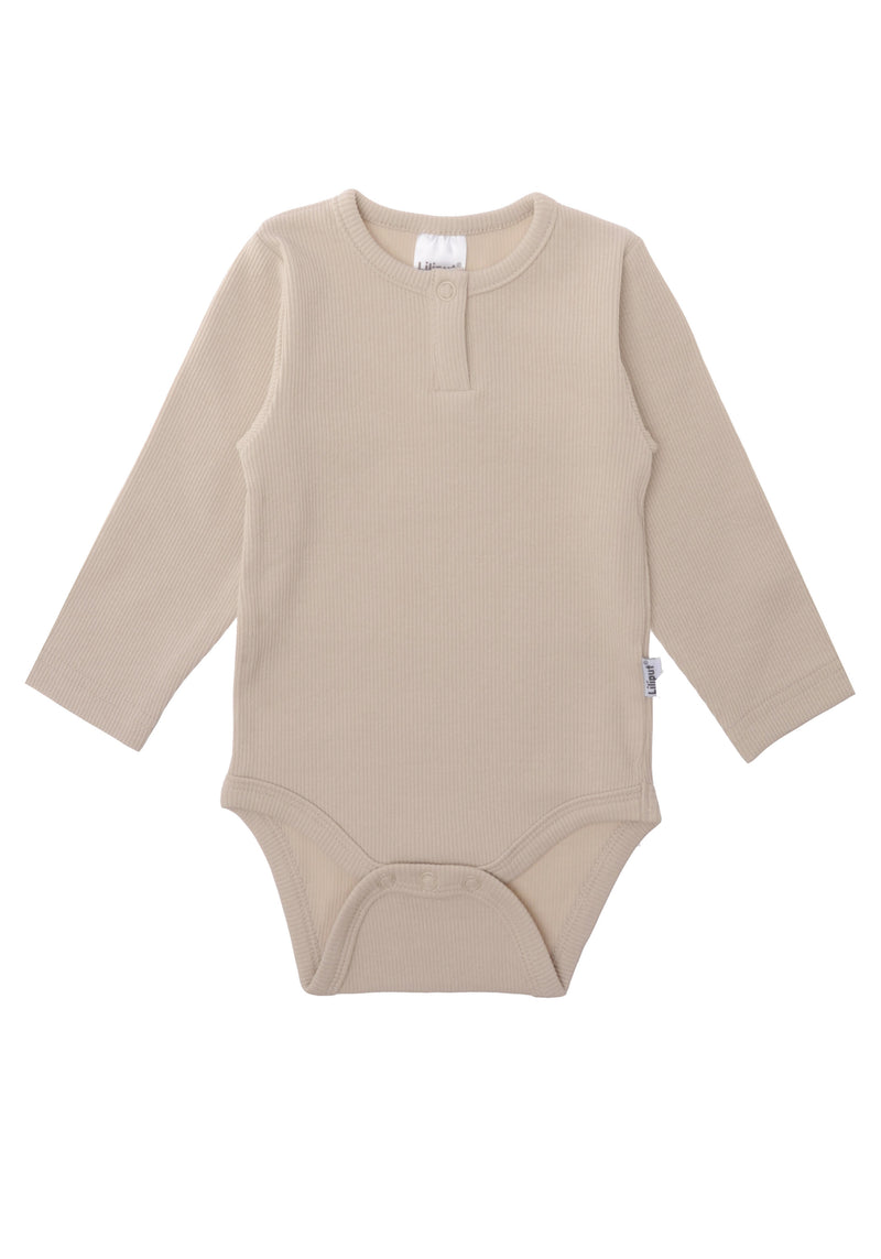Baby Rippbody mit Druckknopf in beige