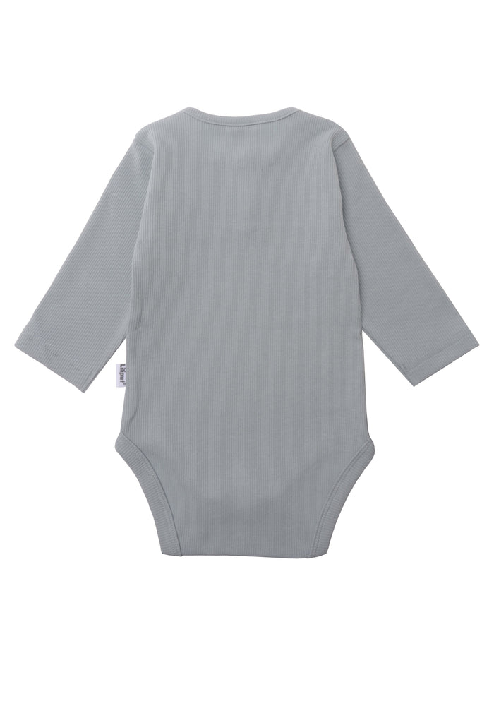 Rückseite Rippenbody in blau mit langem Arm