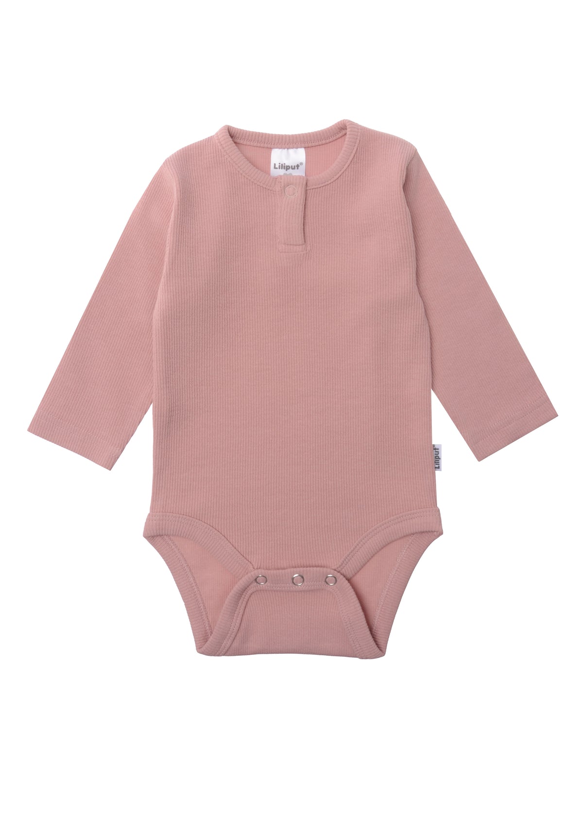 Langarm Rippbody in rosè mit Druckknopf