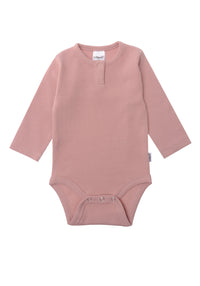 Langarm Rippbody in rosè mit Druckknopf