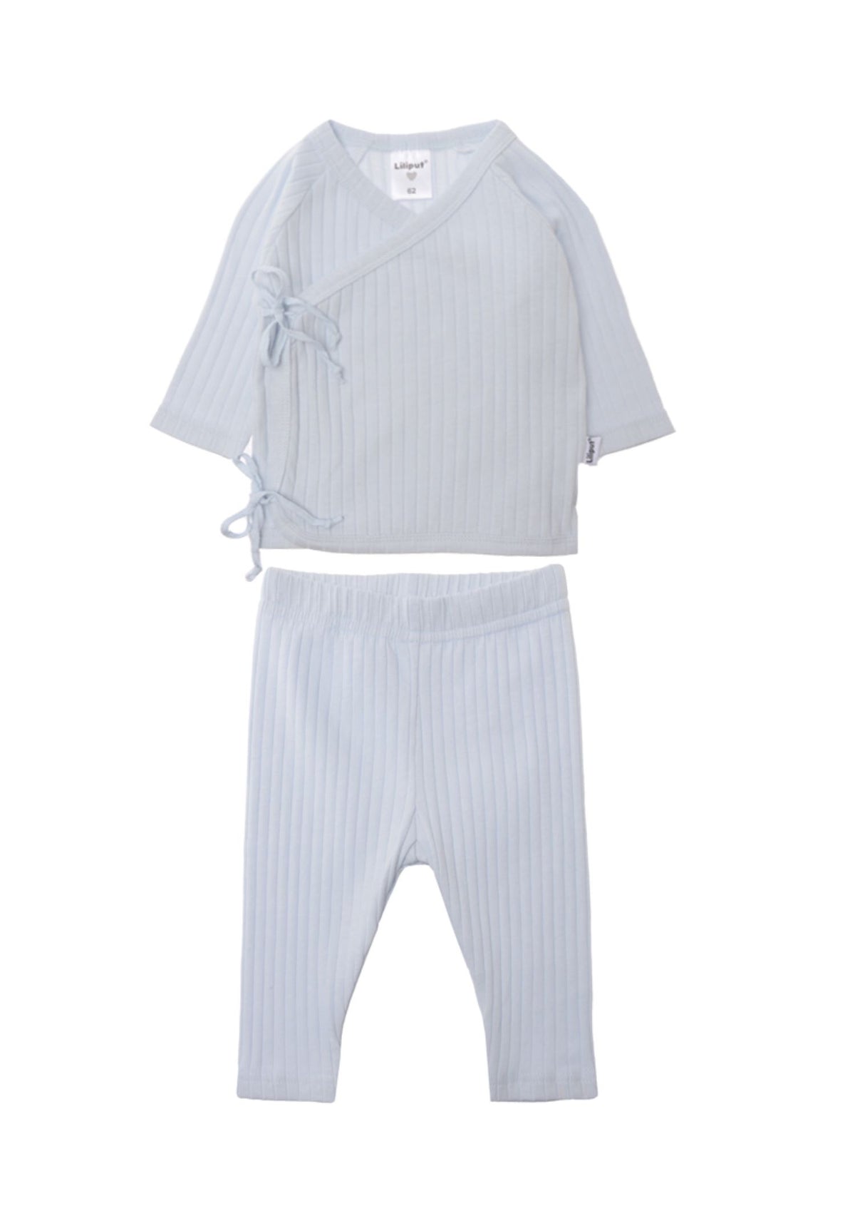 2teiliges Set bestehend aus Wickeljacke und Leggings 7x2 Rippe in hellblau