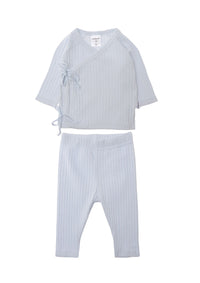 2teiliges Set bestehend aus Wickeljacke und Leggings 7x2 Rippe in hellblau